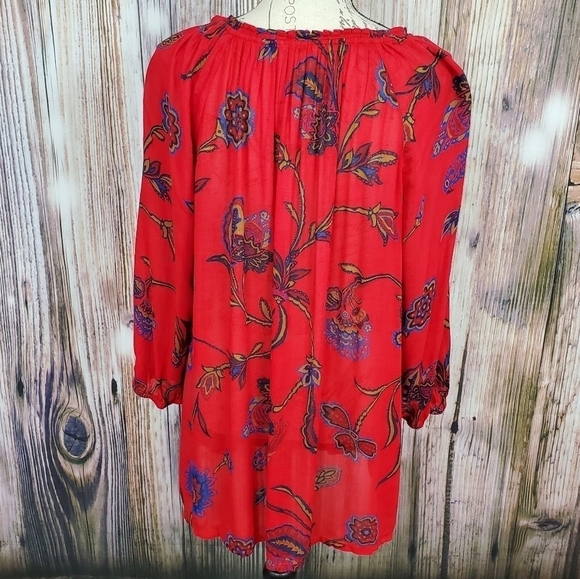 Lucky Brand Londynn Printed Peasant Blouse - Picture 5 of 8